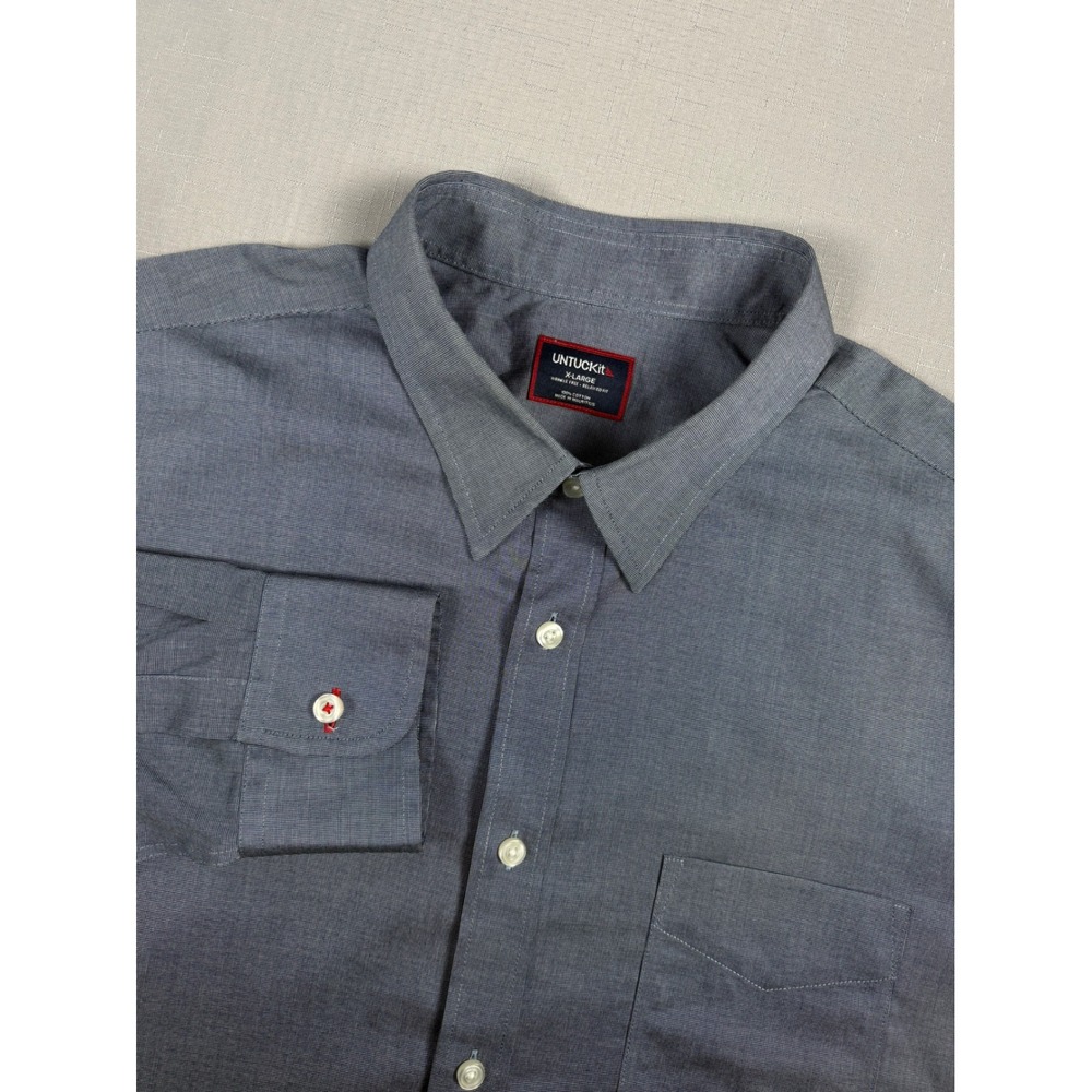 UNTUCKit Pio Cesare WF Navy Relaxed Fit Wrinkle Free Shirt Mens XL 35451